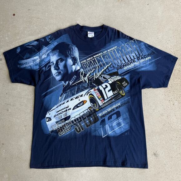 Vintage Nascar Ryan Newman # 12 All Over Print Penske Racing Shirt NWT Size 2XL - Picture 1 of 7